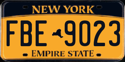 NY license plate FBE9023