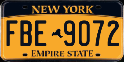 NY license plate FBE9072