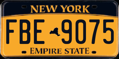 NY license plate FBE9075