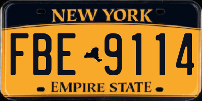 NY license plate FBE9114