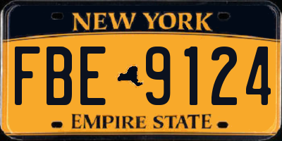 NY license plate FBE9124