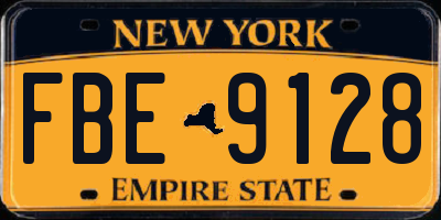 NY license plate FBE9128