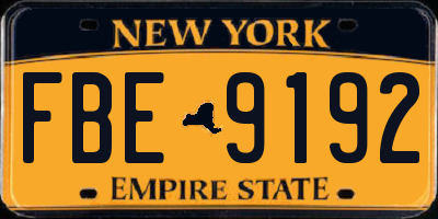 NY license plate FBE9192