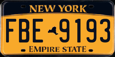 NY license plate FBE9193