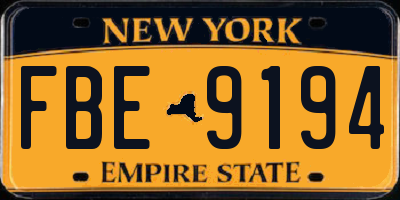 NY license plate FBE9194