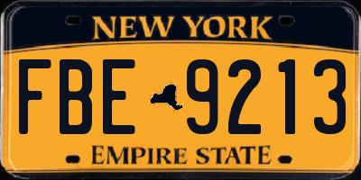 NY license plate FBE9213