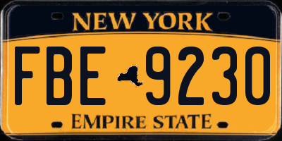 NY license plate FBE9230