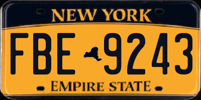 NY license plate FBE9243