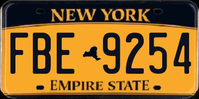 NY license plate FBE9254
