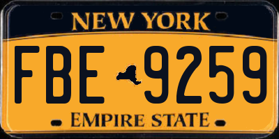 NY license plate FBE9259