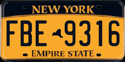 NY license plate FBE9316