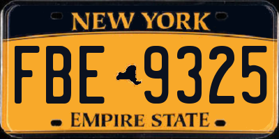 NY license plate FBE9325