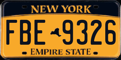 NY license plate FBE9326