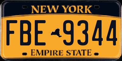 NY license plate FBE9344