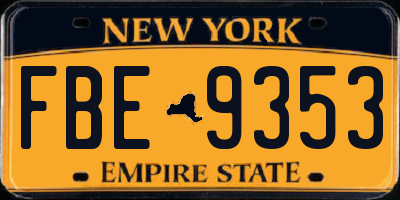 NY license plate FBE9353