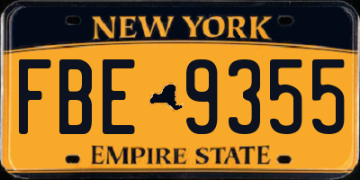 NY license plate FBE9355