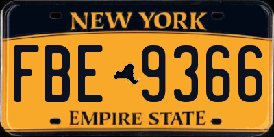 NY license plate FBE9366