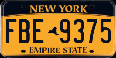NY license plate FBE9375