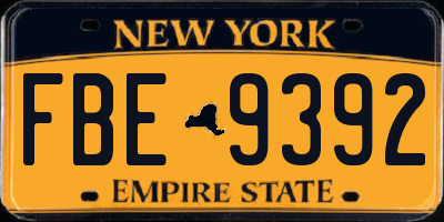 NY license plate FBE9392