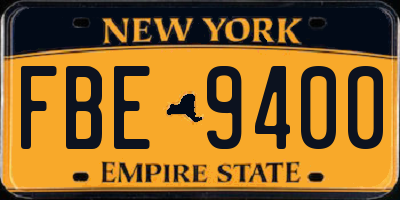 NY license plate FBE9400