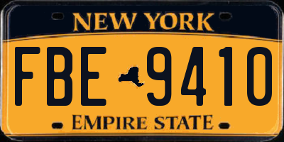 NY license plate FBE9410