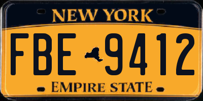 NY license plate FBE9412