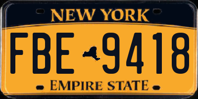 NY license plate FBE9418