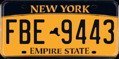 NY license plate FBE9443