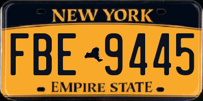 NY license plate FBE9445