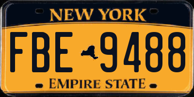 NY license plate FBE9488