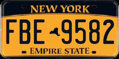 NY license plate FBE9582