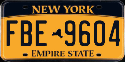 NY license plate FBE9604