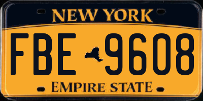NY license plate FBE9608