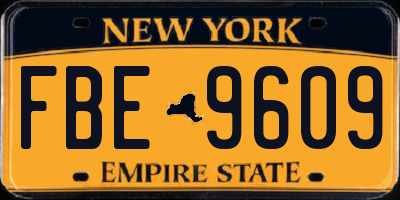 NY license plate FBE9609