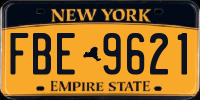 NY license plate FBE9621