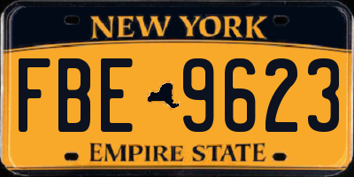 NY license plate FBE9623