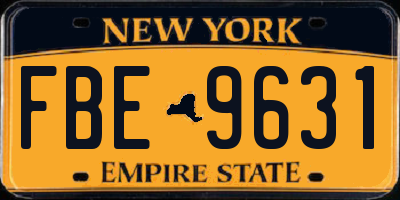 NY license plate FBE9631