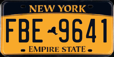 NY license plate FBE9641