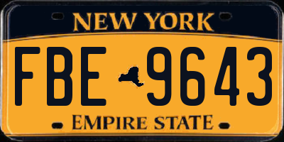 NY license plate FBE9643