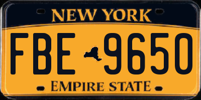 NY license plate FBE9650
