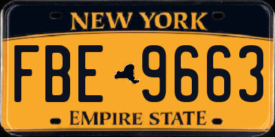 NY license plate FBE9663