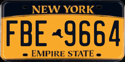 NY license plate FBE9664
