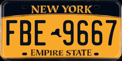 NY license plate FBE9667