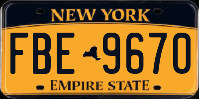NY license plate FBE9670