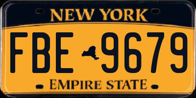 NY license plate FBE9679
