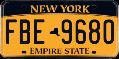 NY license plate FBE9680