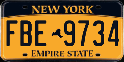 NY license plate FBE9734