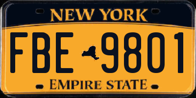 NY license plate FBE9801