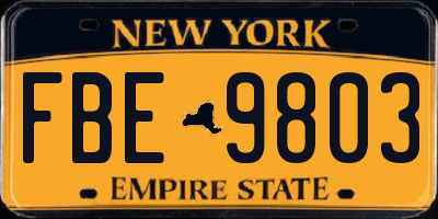 NY license plate FBE9803