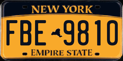 NY license plate FBE9810